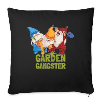 Gardener Gnome Gnome Garden Gangster - Sofa pillowcase 17,3'' x 17,3'' (45 x 45 cm) - black - Front