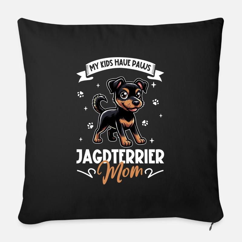 Maman terrier de chasse allemand - Housse de coussin décorative 45 x 45 cm - noir