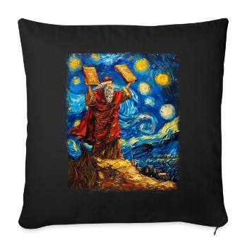 Moses Jüdisch Israel Christlich Sternennacht Gemäl - Sofakissenbezug 45 x 45 cm - Schwarz - Vorne