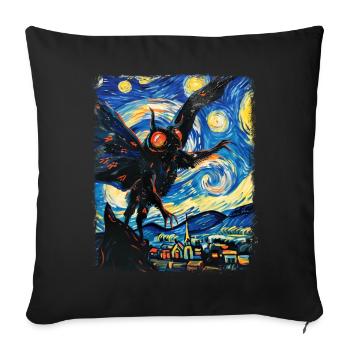 Mothman Kryptozoologie Kryptid Sternennacht Malere - Sofakissenbezug 45 x 45 cm - Schwarz - Vorne