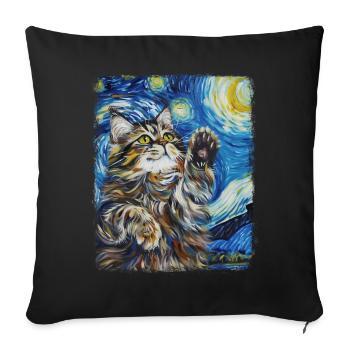 Persische Katze Sternennacht Gemälde - Sofakissenbezug 45 x 45 cm - Schwarz - Vorne
