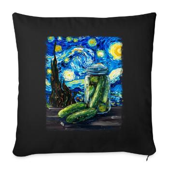 Gurke Gurke Dill Sternennacht Malerei - Sofakissenbezug 45 x 45 cm - Schwarz - Vorne