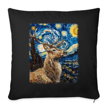 Renne Noël Père Noël Nuit étoilée Ge - Housse de coussin décorative 45 x 45 cm - noir - Devant