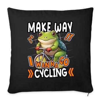 Make Way I Wanna Go Cyclisme Drôle Grenouille Design - Housse de coussin décorative 45 x 45 cm - noir - Devant