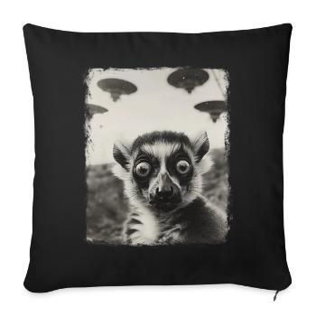 Lémurien Ringtail OVNI Alien Alien Selfie - Housse de coussin décorative 45 x 45 cm - noir - Devant