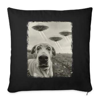 Labrador chien OVNI Alien Alien Selfie - Housse de coussin décorative 45 x 45 cm - noir - Devant