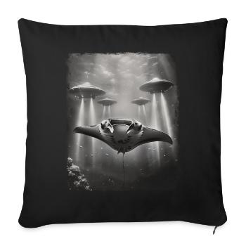 Raie Manta, Raie Stingray, OVNI, Alien, Alien - Housse de coussin décorative 45 x 45 cm - noir - Devant