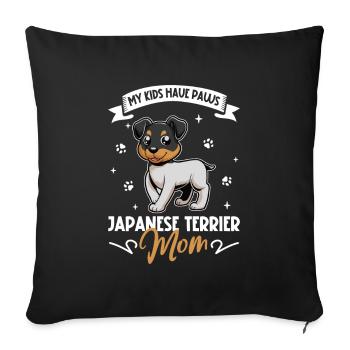 Maman Terrier Japonais - Housse de coussin décorative 45 x 45 cm - noir - Devant