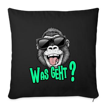 Drôle de singe « What’s up ? » avec des lunettes de soleil - Housse de coussin décorative 45 x 45 cm - noir - Devant