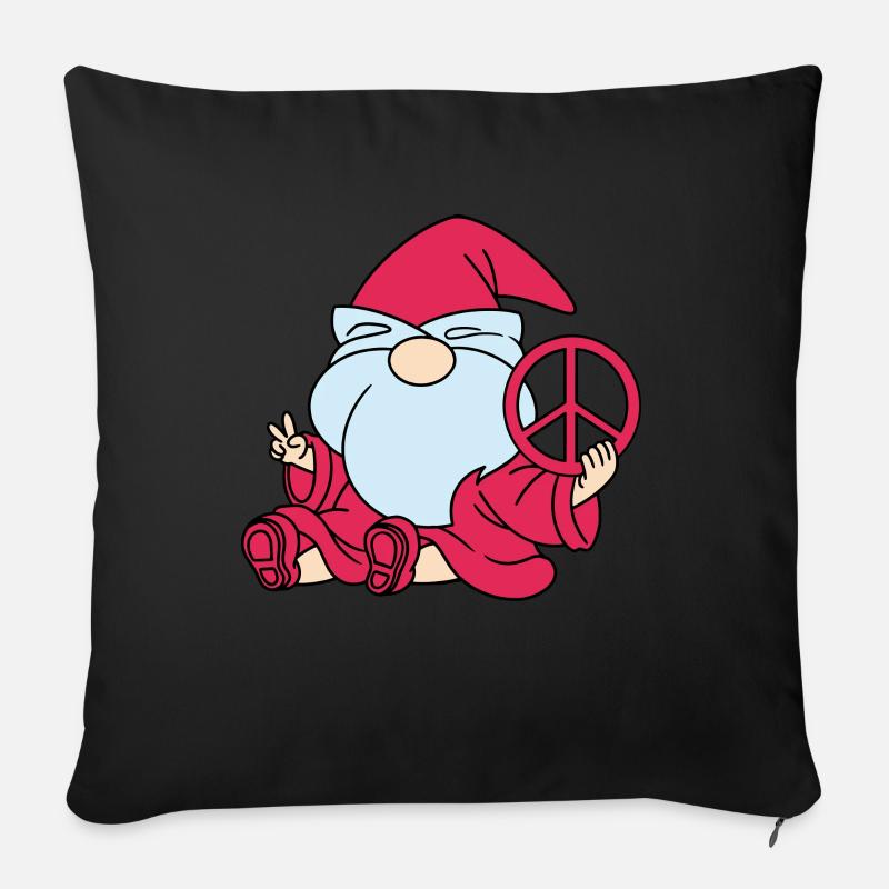 Gnome de la paix Nains nains - Housse de coussin décorative 45 x 45 cm - noir