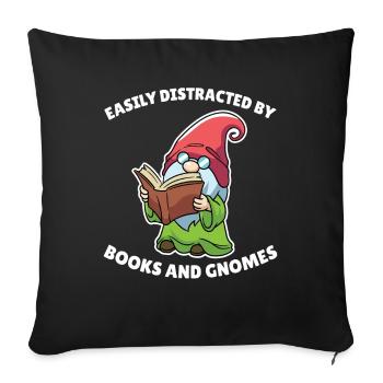 Easily Distracted Books Gnomes Gnom - Sofakissenbezug 45 x 45 cm - Schwarz - Vorne