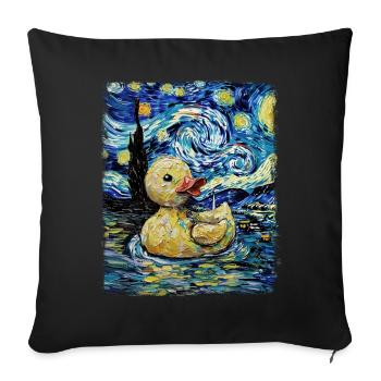 Rubber Duck Ducky Starry Night Painting - Sofa pillowcase 17,3'' x 17,3'' (45 x 45 cm) - black - Front