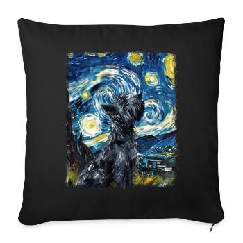 Scottish Terrier chien Nuit étoilée Peinture - Housse de coussin décorative 45 x 45 cm - noir - Devant