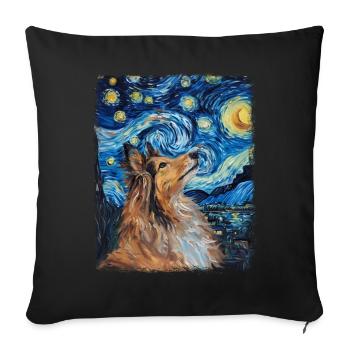 Shetland Sheepdogs Dog Starry Night Painting - Sofa pillowcase 17,3'' x 17,3'' (45 x 45 cm) - black - Front