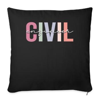 Civil engineering - Sofa pillowcase 17,3'' x 17,3'' (45 x 45 cm) - black - Front