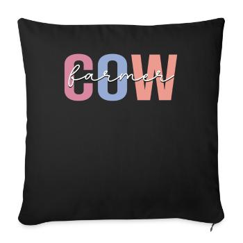 cow farmer farm herd livestock breeder - Sofa pillowcase 17,3'' x 17,3'' (45 x 45 cm) - black - Front