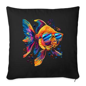 Poissons Rouges Poissons Lunettes de Soleil Popart - Housse de coussin décorative 45 x 45 cm - noir - Devant