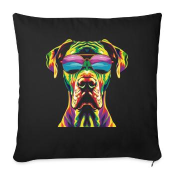 Great Dane Dog Sunglasses Popart - Sofa pillowcase 17,3'' x 17,3'' (45 x 45 cm) - black - Front