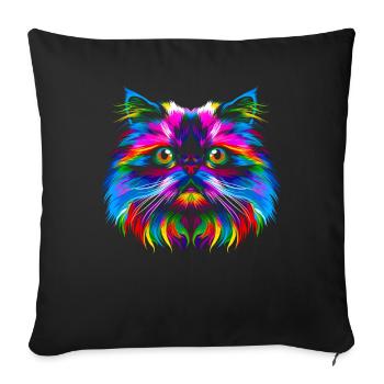 Chat de l’Himalaya Popart - Housse de coussin décorative 45 x 45 cm - noir - Devant