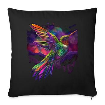 Hummingbird Bird Popart - Sofa pillowcase 17,3'' x 17,3'' (45 x 45 cm) - black - Front