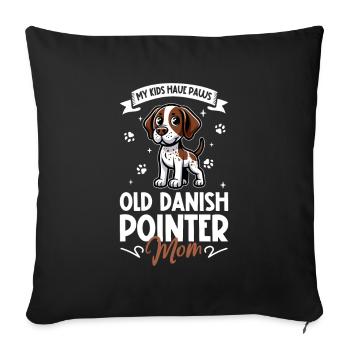 Vieux chien d’arrêt danois Mama - Housse de coussin décorative 45 x 45 cm - noir - Devant