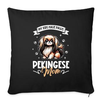 Maman pékinoise - Housse de coussin décorative 45 x 45 cm - noir - Devant