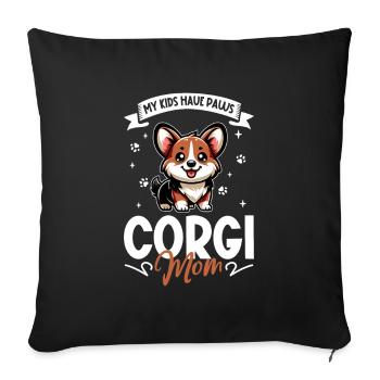 Welsh Corgi Pembroke Mom - Sofa pillowcase 17,3'' x 17,3'' (45 x 45 cm) - black - Front
