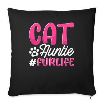 Chat Chat Tante Pour la Vie - Housse de coussin décorative 45 x 45 cm - noir - Devant
