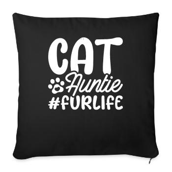 Chat Chat Tante Pour la Vie - Housse de coussin décorative 45 x 45 cm - noir - Devant