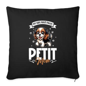 Petit Basset Griffon Vendéen Mama - Sofakissenbezug 45 x 45 cm - Schwarz - Vorne
