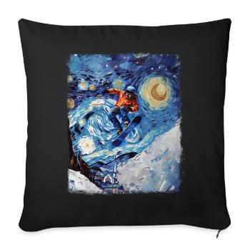 Snowboard Snowboard Snowboarder Nuit étoilée Ma - Housse de coussin décorative 45 x 45 cm - noir - Devant