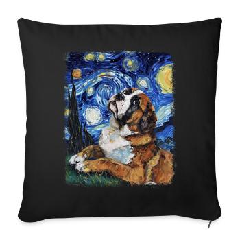 Chien Saint-Bernard Peinture Nuit Étoilée - Housse de coussin décorative 45 x 45 cm - noir - Devant