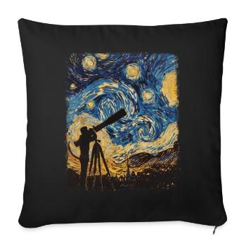 Stargazing Stargazer Astronomy Starry Night Painter - Sofa pillowcase 17,3'' x 17,3'' (45 x 45 cm) - black - Front