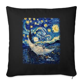 Stingray Manta Ray Peinture Nuit étoilée - Housse de coussin décorative 45 x 45 cm - noir - Devant