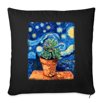 Succulent Cactus Plant Starry Night Painting - Sofa pillowcase 17,3'' x 17,3'' (45 x 45 cm) - black - Front