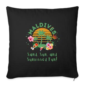 Maldives Sable, soleil et ensoleillé Fun Tropical - Housse de coussin décorative 45 x 45 cm - noir - Devant