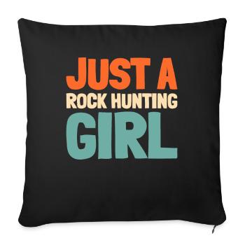 Géologue Collectionneur de pierres Juste une fille chasseuse de roches - Housse de coussin décorative 45 x 45 cm - noir - Devant