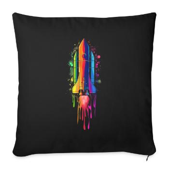 Fusée Fusée Navette Spatiale Vaisseau Spatial P - Housse de coussin décorative 45 x 45 cm - noir - Devant