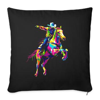 Rodeo Barrel Racer Barrel Racing Reiten Popart - Sofakissenbezug 45 x 45 cm - Schwarz - Vorne