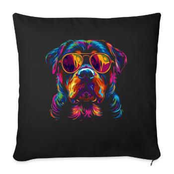 Rottweiler Dog Sunglasses Popart - Sofa pillowcase 17,3'' x 17,3'' (45 x 45 cm) - black - Front