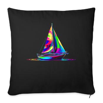 voilier voilier nautisme Popart - Housse de coussin décorative 45 x 45 cm - noir - Devant