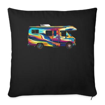 Camping-car Camping Camping-car Voyage Vacances Camping-car - Housse de coussin décorative 45 x 45 cm - noir - Devant