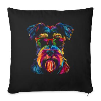 Schnauzer Dog Sunglasses Popart - Sofa pillowcase 17,3'' x 17,3'' (45 x 45 cm) - black - Front