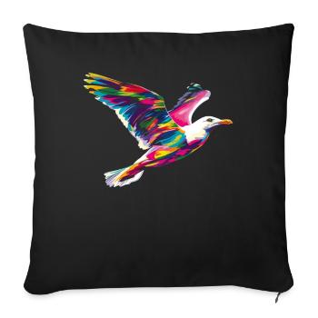 Mouette Mouette Oiseau de mer Popart - Housse de coussin décorative 45 x 45 cm - noir - Devant