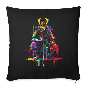 Samurai Krieger Bushido Japanisch Popart - Sofakissenbezug 45 x 45 cm - Schwarz - Vorne