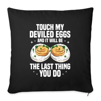 Oeufs farcis - Assiette de service Thanksgiving Food - Housse de coussin décorative 45 x 45 cm - noir - Devant