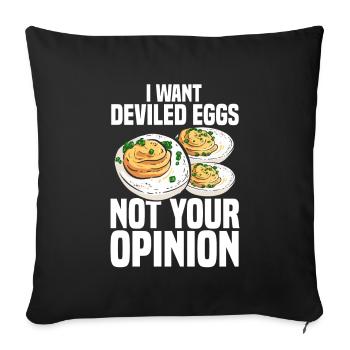 Oeufs farcis - Recette de Thanksgiving - Housse de coussin décorative 45 x 45 cm - noir - Devant