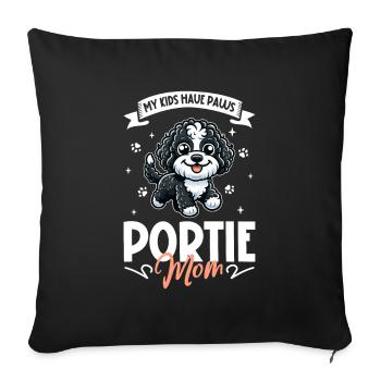 Portuguese Water Dog Mom - Sofa pillowcase 17,3'' x 17,3'' (45 x 45 cm) - black - Front