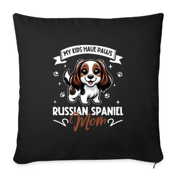Maman épagneul russe - Housse de coussin décorative 45 x 45 cm - noir - Devant