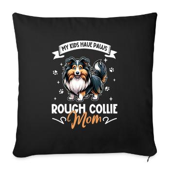 Long-haired Collie Mom - Sofa pillowcase 17,3'' x 17,3'' (45 x 45 cm) - black - Front
